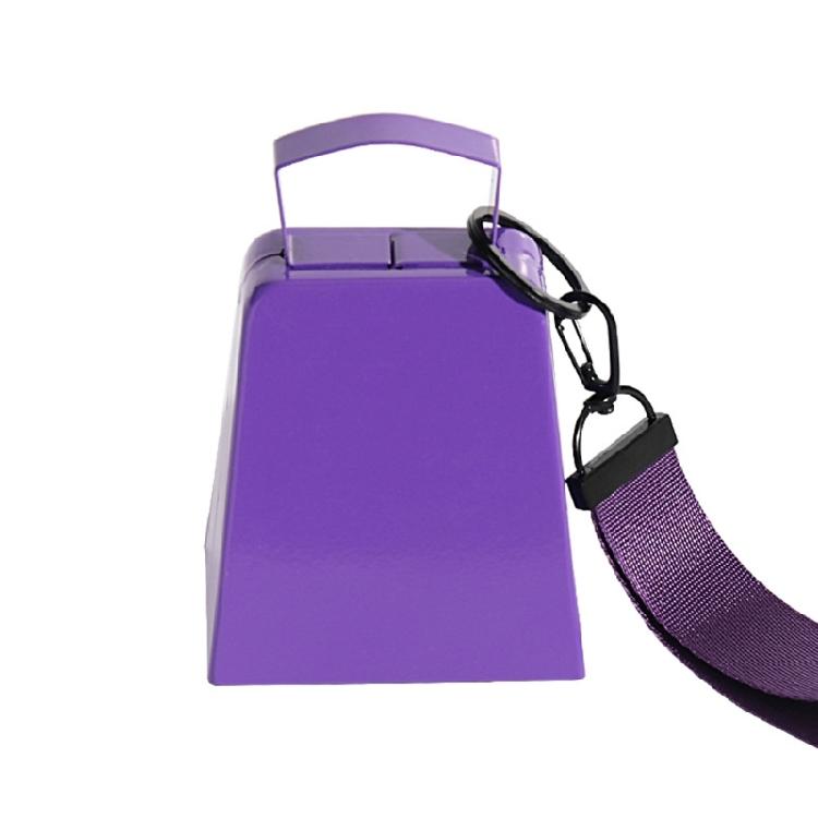 

Big Load Cheering Cowbell 4 Inch Lasting Iron Construction Loud Clear Sound Sports Parties Wrist Strap Attached фіолетовий