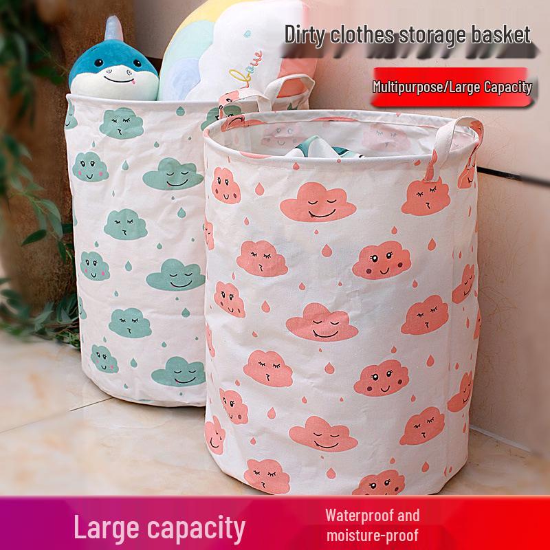 Waterproof Cotton Linen Laundry Basket and Toy Storage Hamper