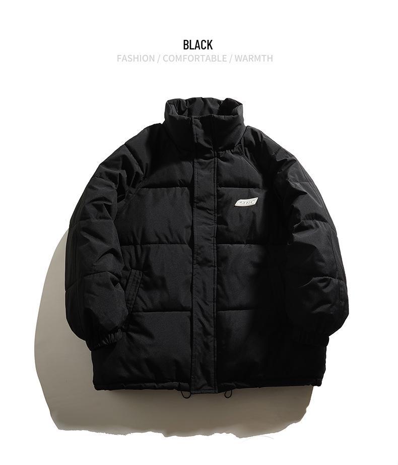 Unisex 2024 Winter Loose Cotton-Padded Jacket - Stand-Up Collar, Plus Size, Trendy Short Coat
