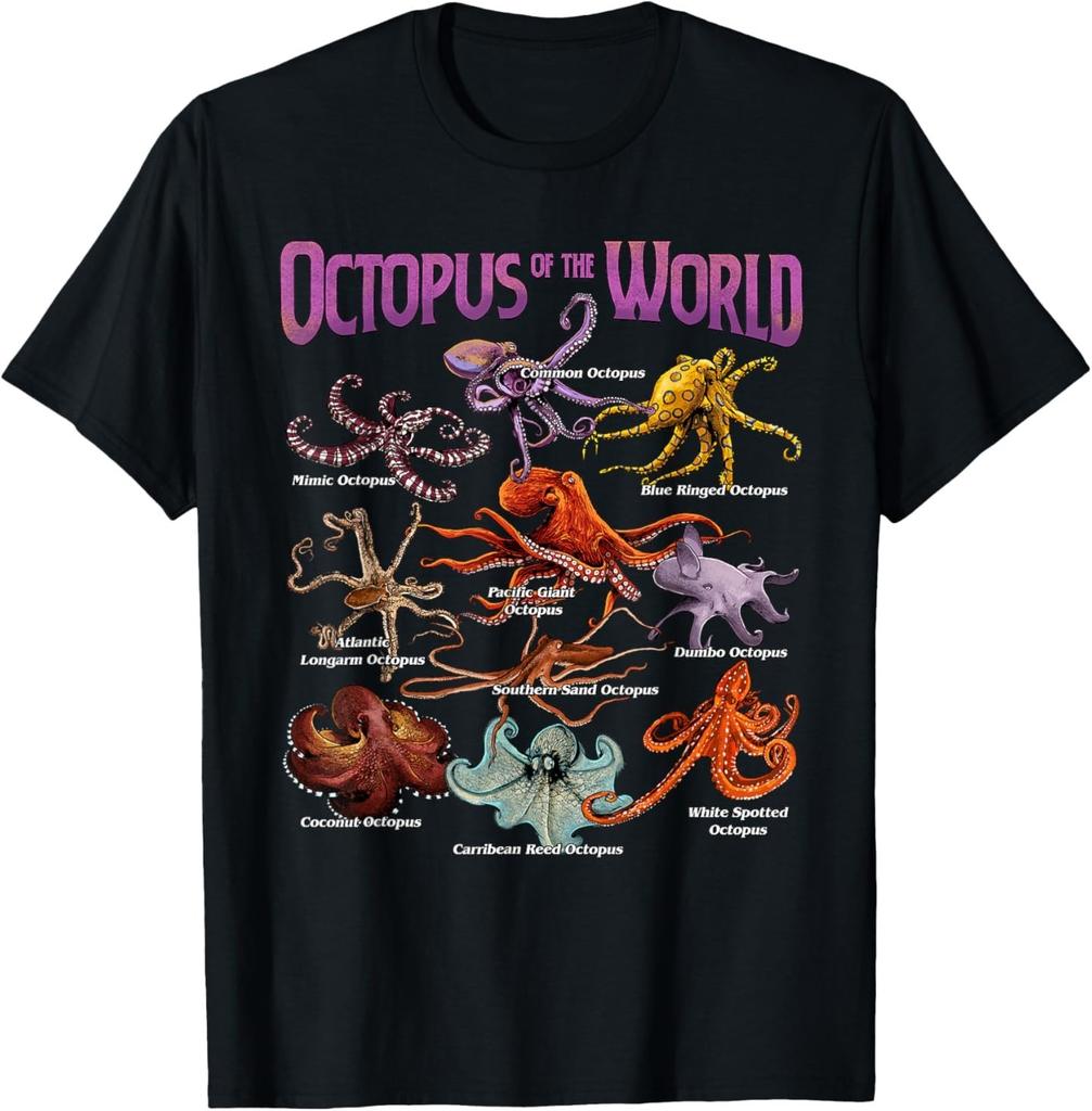 Octopus of The World Sea Animal Educational Octopus Lover T-Shirt