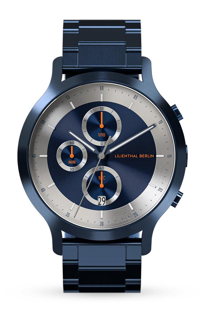 Lilianthal Berlin Chronograph Watch with Date Made In Blue Men's Display, Germany, CD1-003-B040EB,