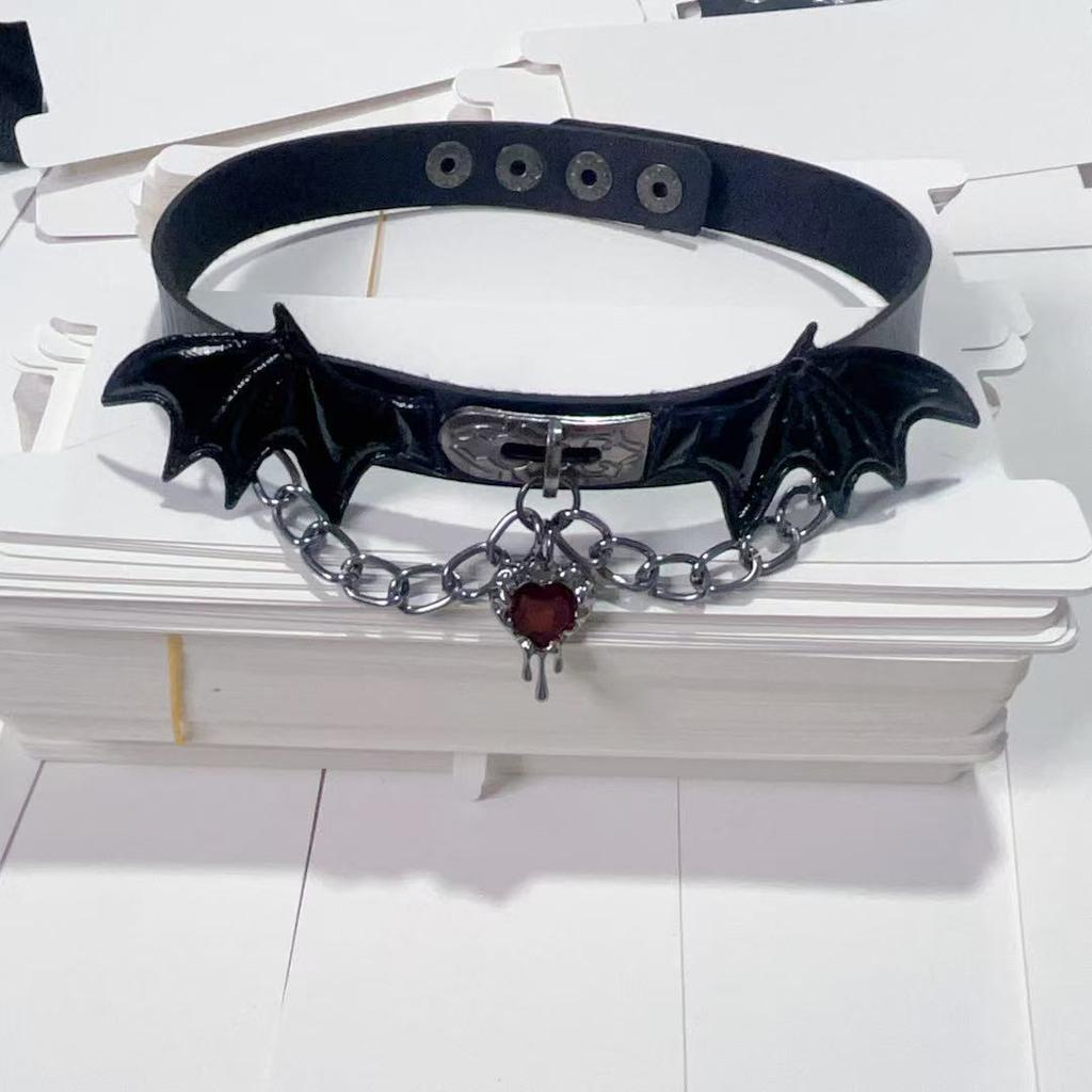 Dark Cross Demon Angel Collar Leg Rings Punk Wind Babes Choker Leather Necklace Collarbone Chain