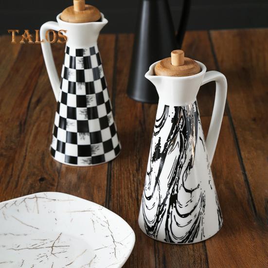 400/800ml Ceramic Oil Dispenser Bottle Dust-proof Design Handmade Ceramics Oil Can for Kitchen Cooking Olive Oil Soy Sauce Vinegar Cruet Storage Jar
