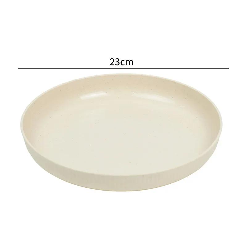 23cm Lightweight Unbreakable Wheat Straw Plates Deep Dinner Plate for Kids Toddler Adult Dishwasher Microwave Safe