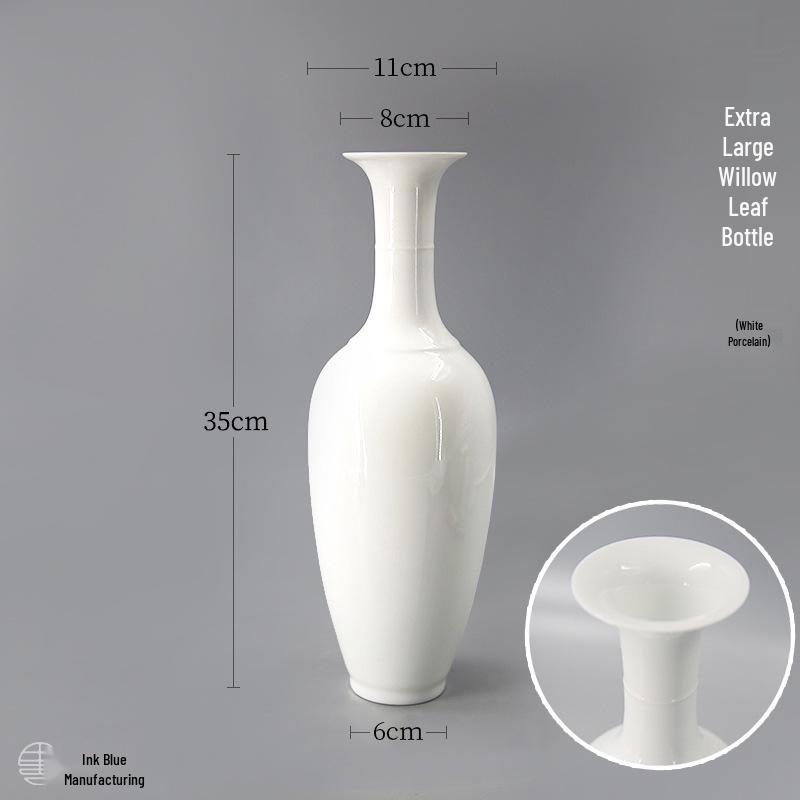 Thin-Walled Translucent White Ceramic Vase, Zen Style, Antique Chinese Plum Blossom Ornament for Living Room Decor.