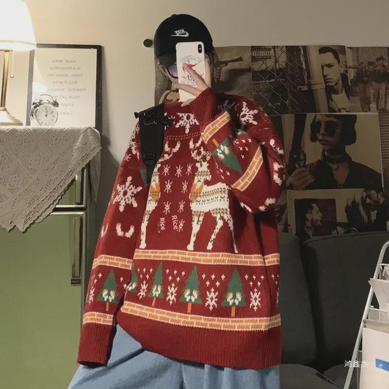 Veste d'hiver style Hong Kong et pull de Noël ample coréen pour garçons