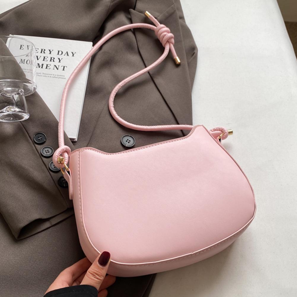 Women Elegant Handbag Large Capacity PU Saddle Shoulder Bag Small Crossbody Bag Solid Color Adjustable Strap for Outdoor Travel