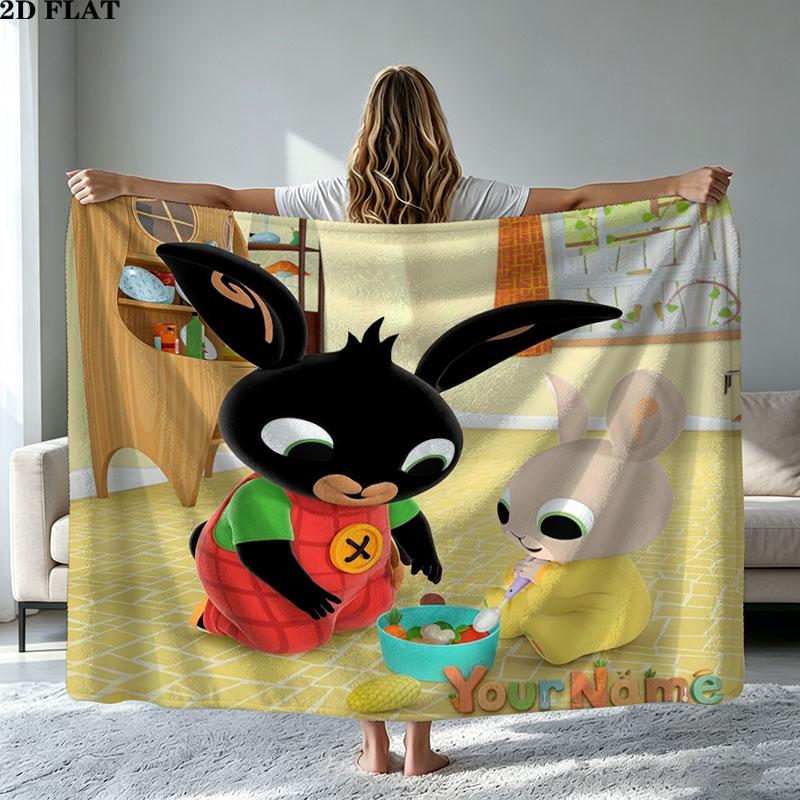 1PC Bing Custom Name Patterned Flannel Blanket Suitable For All Seasons for Home Decor Warmth and Comfort Gifts Holiday Present