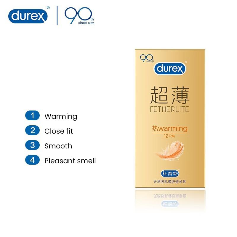 Durex Fetherlite Warming Condom Thermal Ultra-thin 12Pcs/Box Lubricating Thermal Ultra-thin