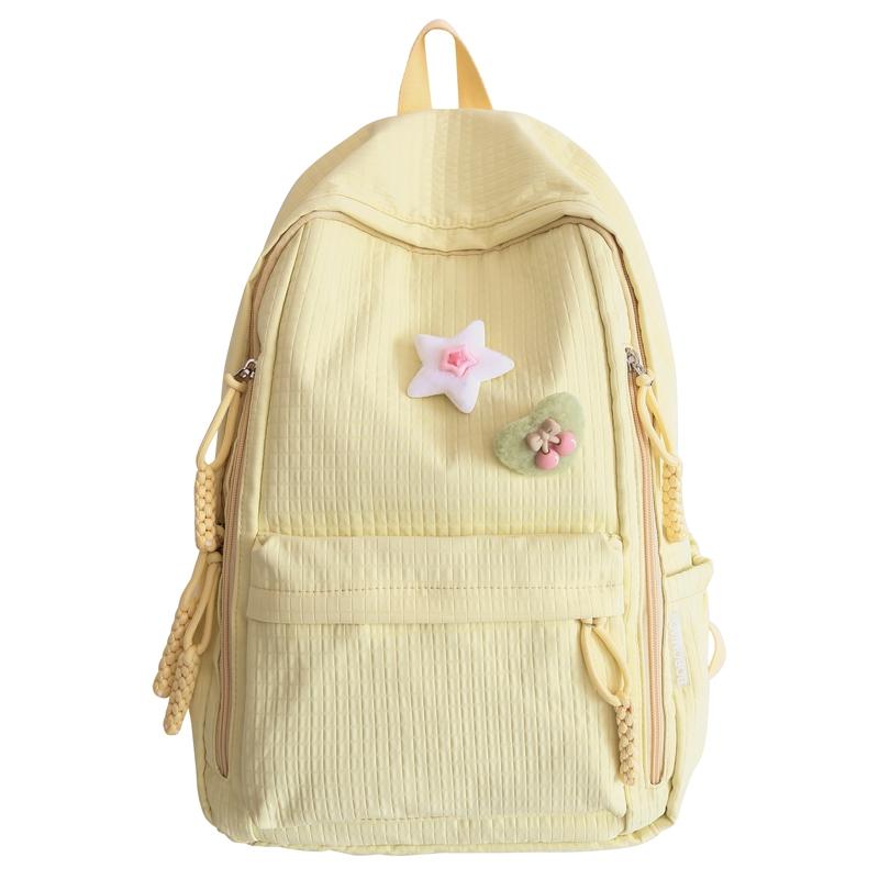 

Студенческий школьный женский однотонный рюкзак, дорожная сумка большой емкости жёлтый