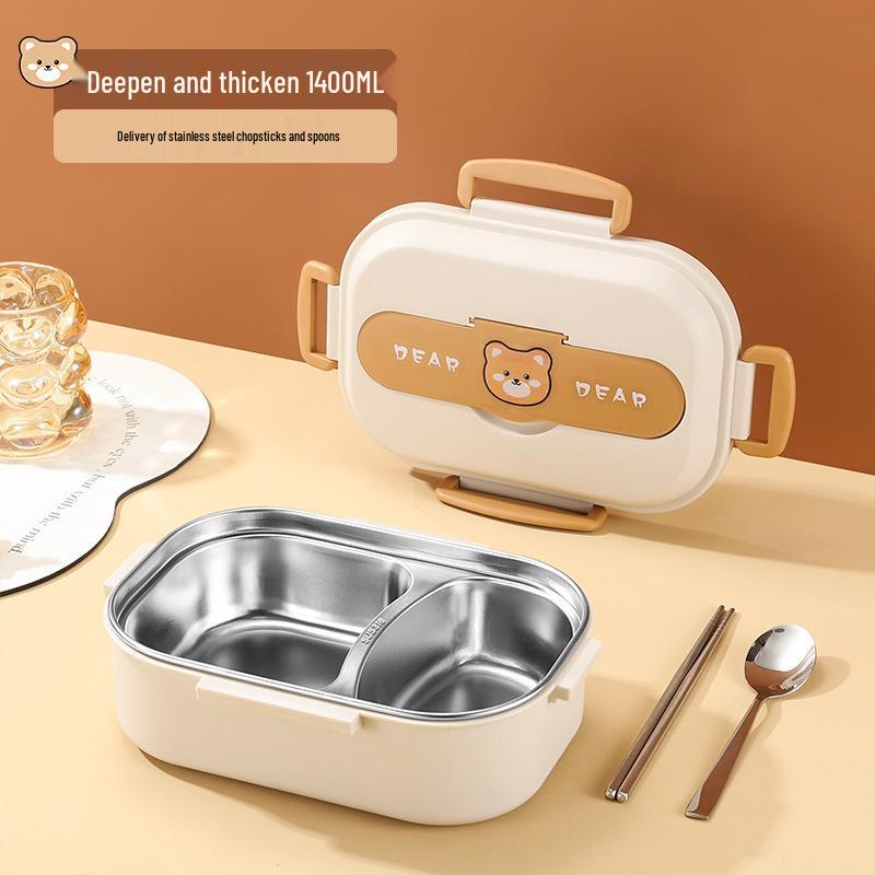 Stainless Steel Divided Lunch Box for Students & Office Workers - Free Shipping