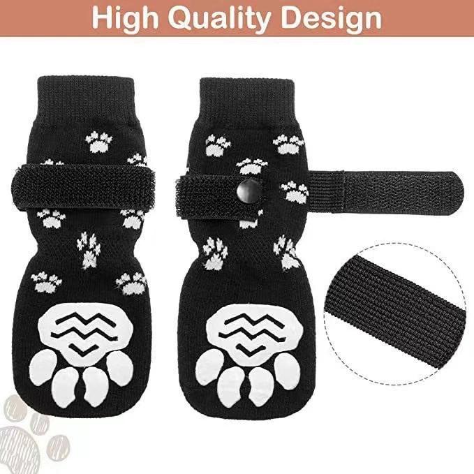 4Pcs Anti Slip Cotton Dog Socks Anti-fall Silent Indoor Paw Covers for Medium Large Dogs