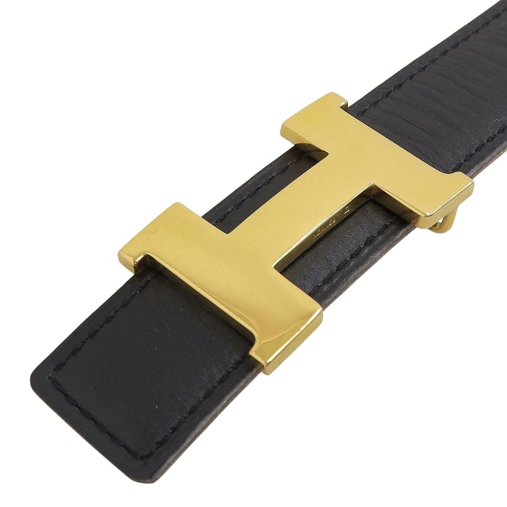 Great HERMES Belt Margiela Period Mini Constance H Black Brown Leather Women Used