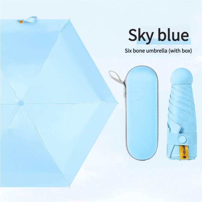 Mini Capsule Umbrella Portable Five Fold Umbrella Sun Rain Dual Use Sunshade Pocket Sun Umbrella Women Anti Sun Anti UV Fold Sma
