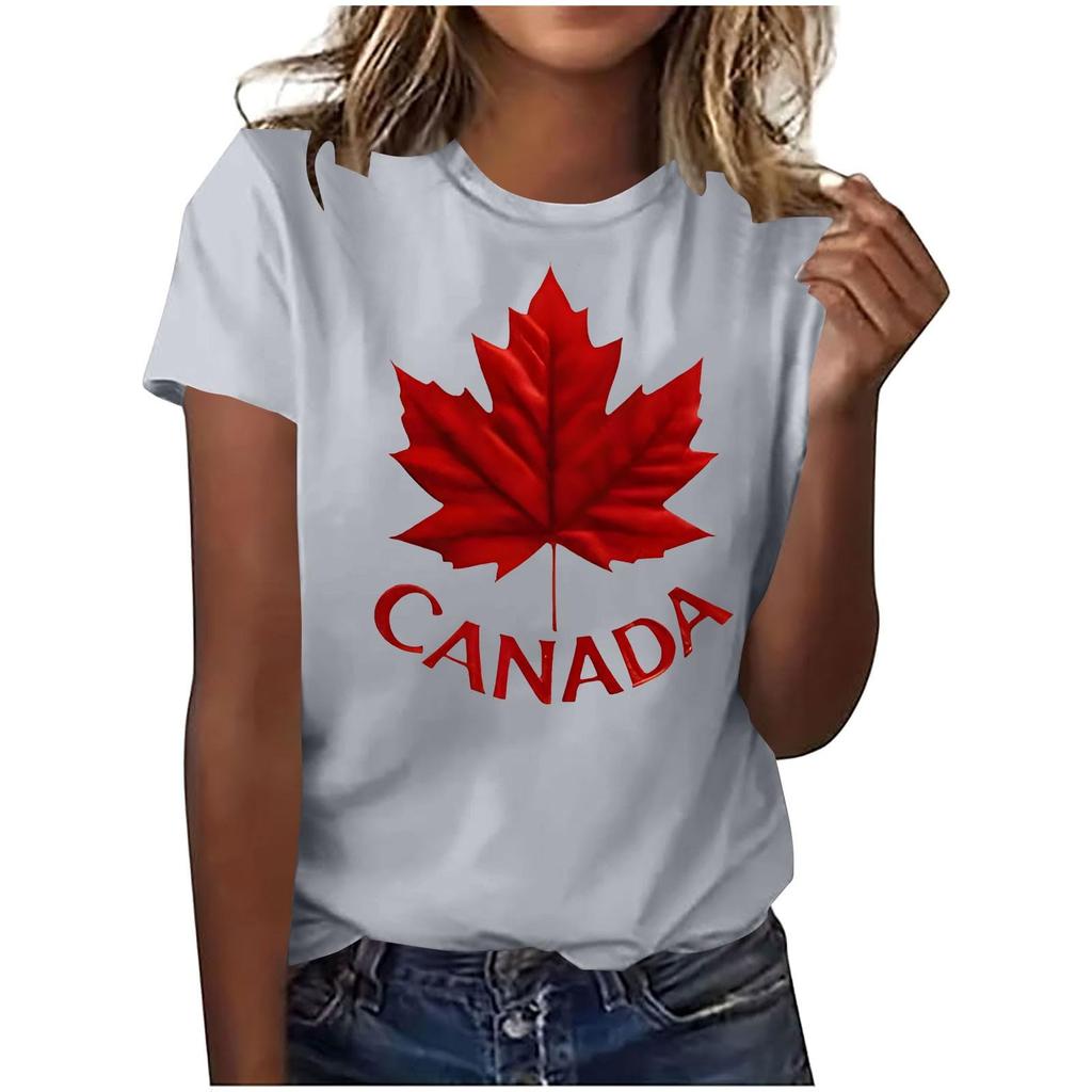 Damen Mode Lässiges Oberteil mit Ahornblatt-Print