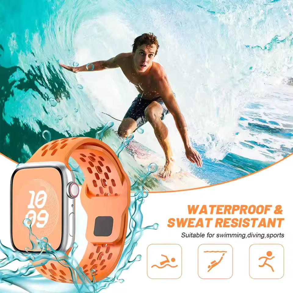 Silicone Sports Strap for Apple Watch Ultra Band 49mm 46mm 45mm 44mm 42mm 41mm 40mm Bracelet iWatch Series 11 10 9 8 7 6 SE3 Belt
