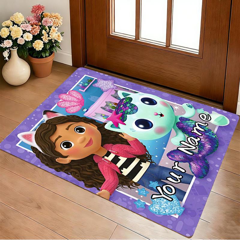 Custom Name Fairy Cat Dreams Living Room Non-Slip Area Rug Soft Carpet for Bedroom Kids Playroom Sofa Office Home Decor Doormat
