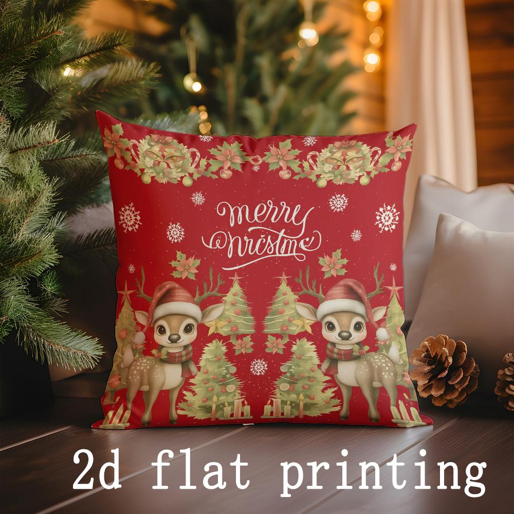 Home Decor Christmas Themed Decorative Pillow Covers Pattern Cushion Cover Suitable for Sofa Bedroom Car Pillow Cover