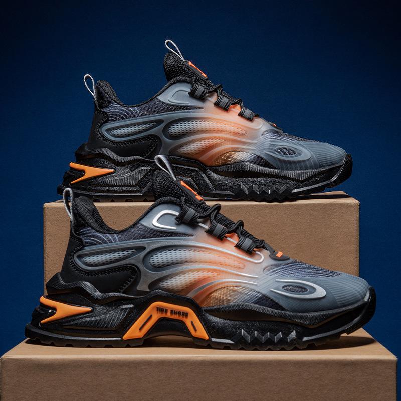 

Мужская обувь осенняя дышащая сетчатая мягкая подошва студенческая повседневная спортивная обувь молодежная толстая подошва усиливающая папина модная обувь 44 чёрный