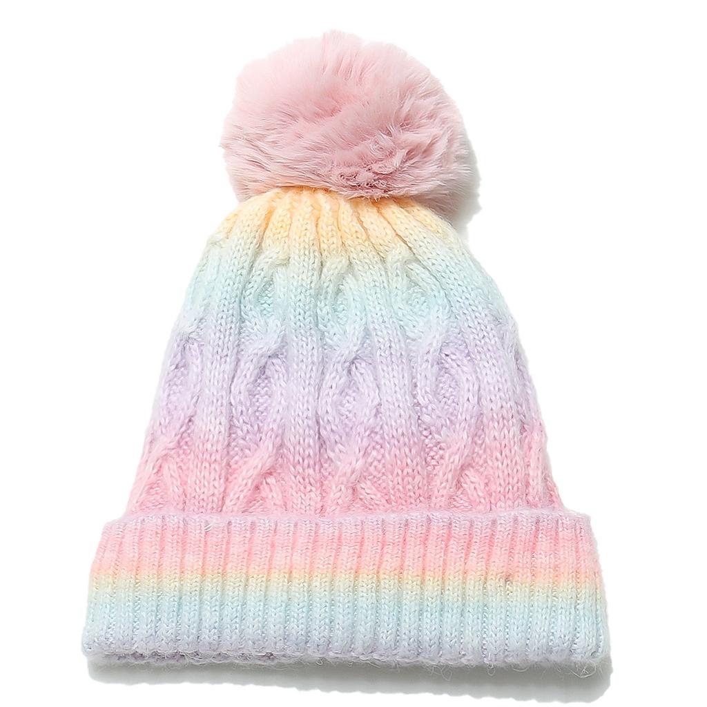 Winter Hat Children's Winter New Velvet Thermal Cap Tie-dyeing Gradual Change Color Wool Hat Pullover Hat Knitted Hat