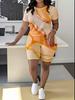 Butterfly European and American Women's Clothing Coconut Tree Printing T-Shirt Shorts Set Sports Suit