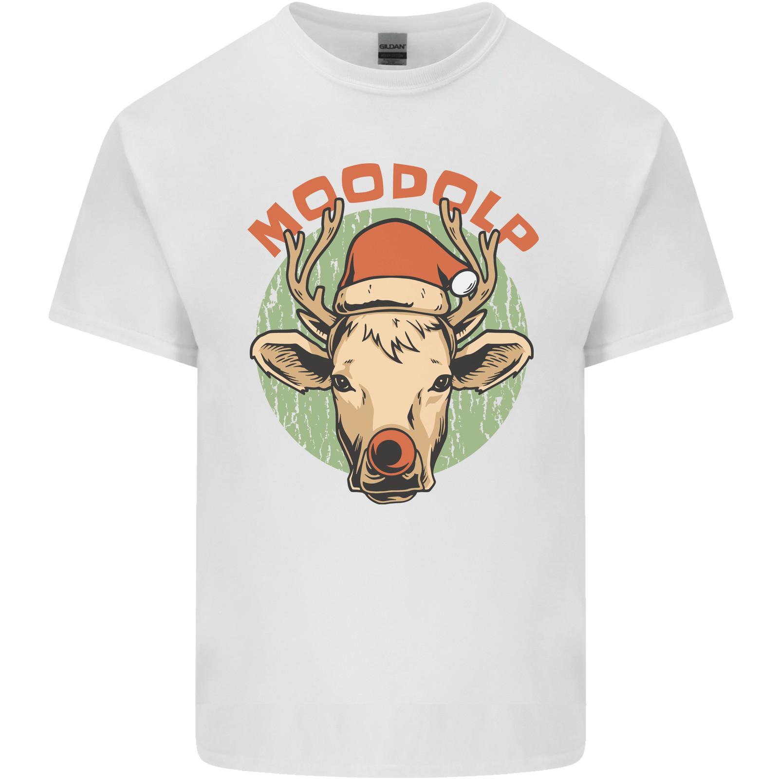 Moodolf Funny Rudolf Christmas Cow Mens Light Cotton T-Shirt 2XL