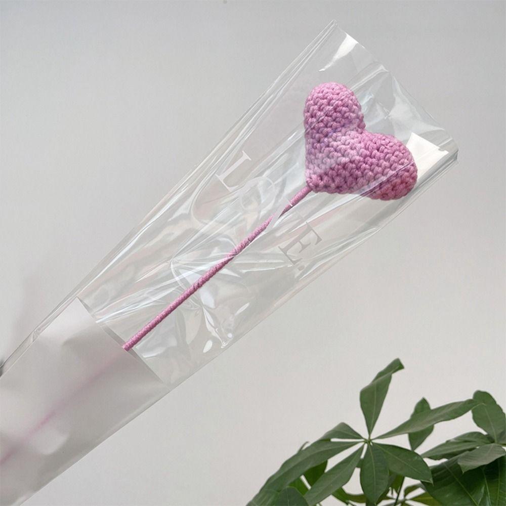 Heart Shaped Knitting Flower Carnation Flower Hand Woven Flower Creative DIY Bouquet  Holiday Gifts