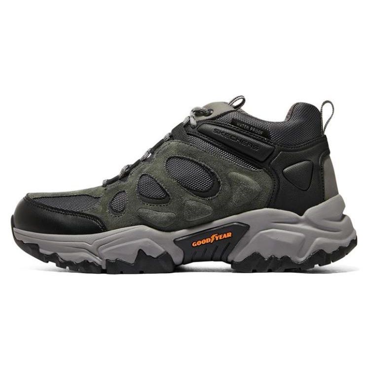 Skechers Terraform Fabric Leather Mid Hiking Shoes Men Hiking Shoes Charcoal 204633-CHAR 41