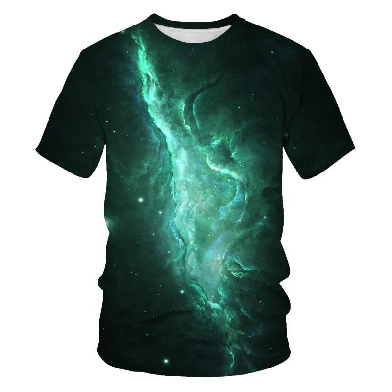 Women Brilliant Starry Sky Graphic T Shirts for Men Fashion Universe Planet Pattern T-shirt Personality Hip Hop Print T-shirts