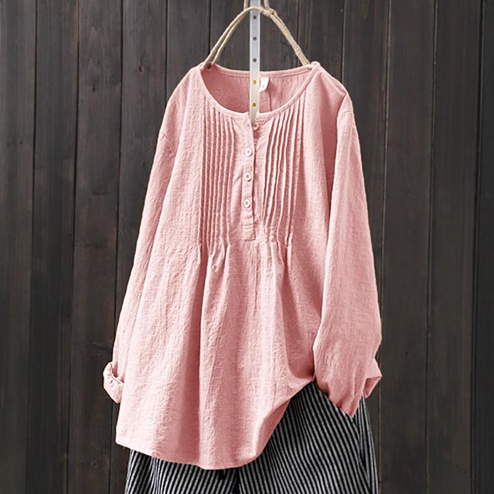 Cotton Linen Plus Size T-shirt Tops for Women Autumn Winter Loose Blouse Large Pullover Shirts Tees Female Clothing Y2K Top