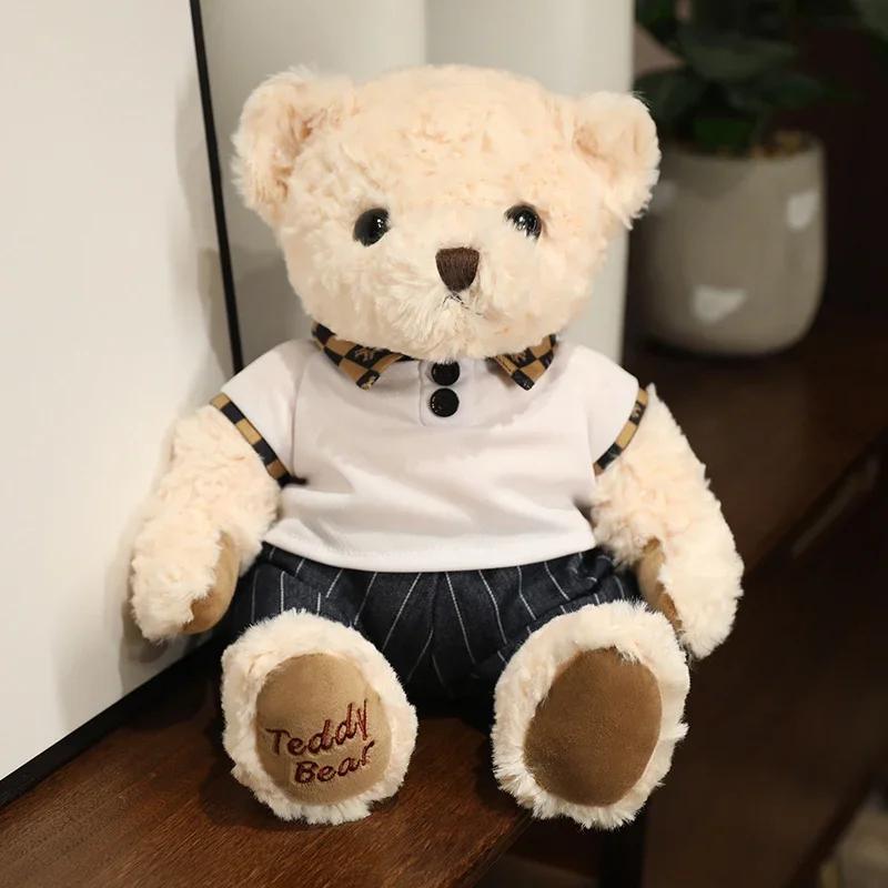 High Quality Soft Teddy Bear Plush Toys Tie Bear Doll T-shirt Paul Teddy Bear  Cute Pillow Animal Cushion Children Birthday Gift