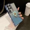 For Samsung Galaxy S25 Ultra Luxury Plating Rhinestone Frame Diamond Ring Stand Phone Case For Samsung S22 S23 S24 S25Plus Cover