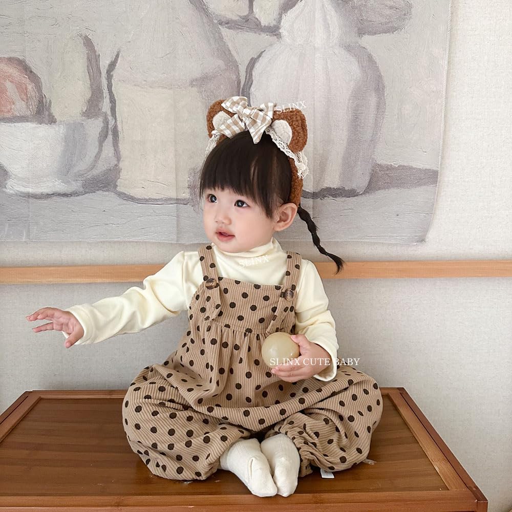 Baby long sleeve romper cute polka dot baby cold easy to change birth birthday PF3281 [SLINX] clothes, + T-shirt, 2-piece set, girls, boys, coveralls,