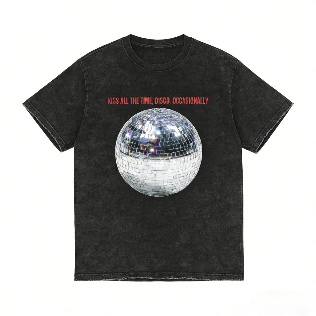 Y2k Hot Sale Tshirt Harry Styles Kiss All The Time Disco Occasionally Album Acid Wash Cotton Casual Loose Short Sleeve Unisex