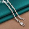925 Sterling Silver 4mm Twisted Necklace Fashion Jewelry
