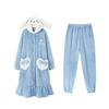 Winter Fleece-Lined Hooded Cartoon Robe – Thick, Long, and Outdoor-Ready