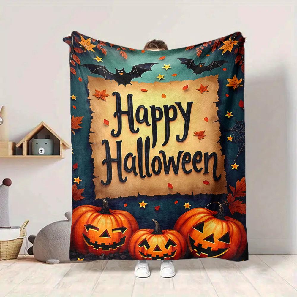 1pc Halloween Decorations Blanket, Lightweight Flannel Throw For Sofa, Bed, Travel, Camping, Livingroom, Office, Couch, Chair, And Bed,