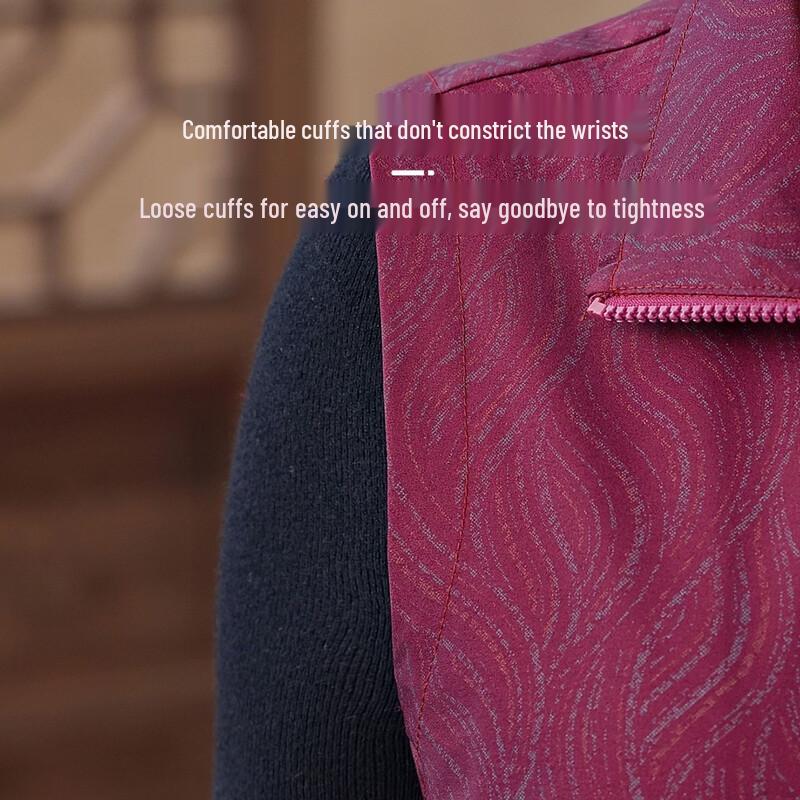 Women's Elderly Fashion Wave Pattern Jacquard Zip-Up Vest