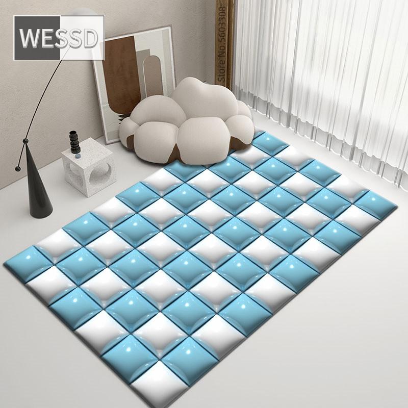 3D Carpet Geometric Plaid Large Size Room Rugs Gaming Room Mat Decoration Bedroom Checkerboard Carpet For Bathroom Mat