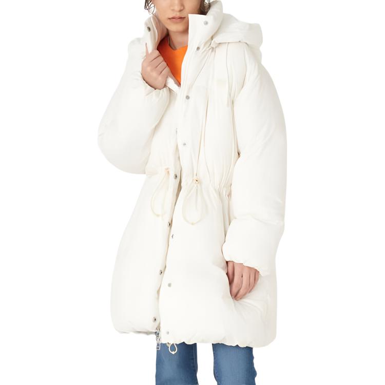 Levis Fw22 Piumino da Donna Monocolore con Cappuccio e Coulisse Giacca Bianco A3257-0001