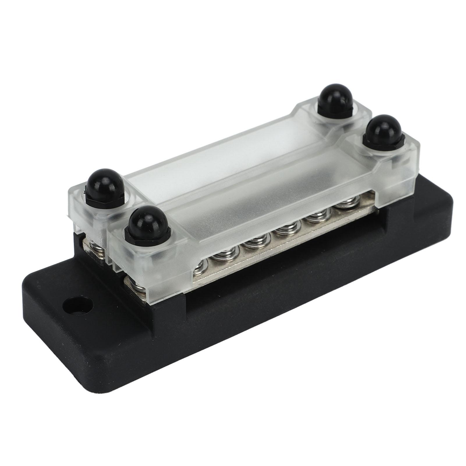 

Power Distribution Block with Cover 6 Terminal Dual Row DC12‑48V AC110‑300V 150A for Cars RVs Boats Yachts Trucks