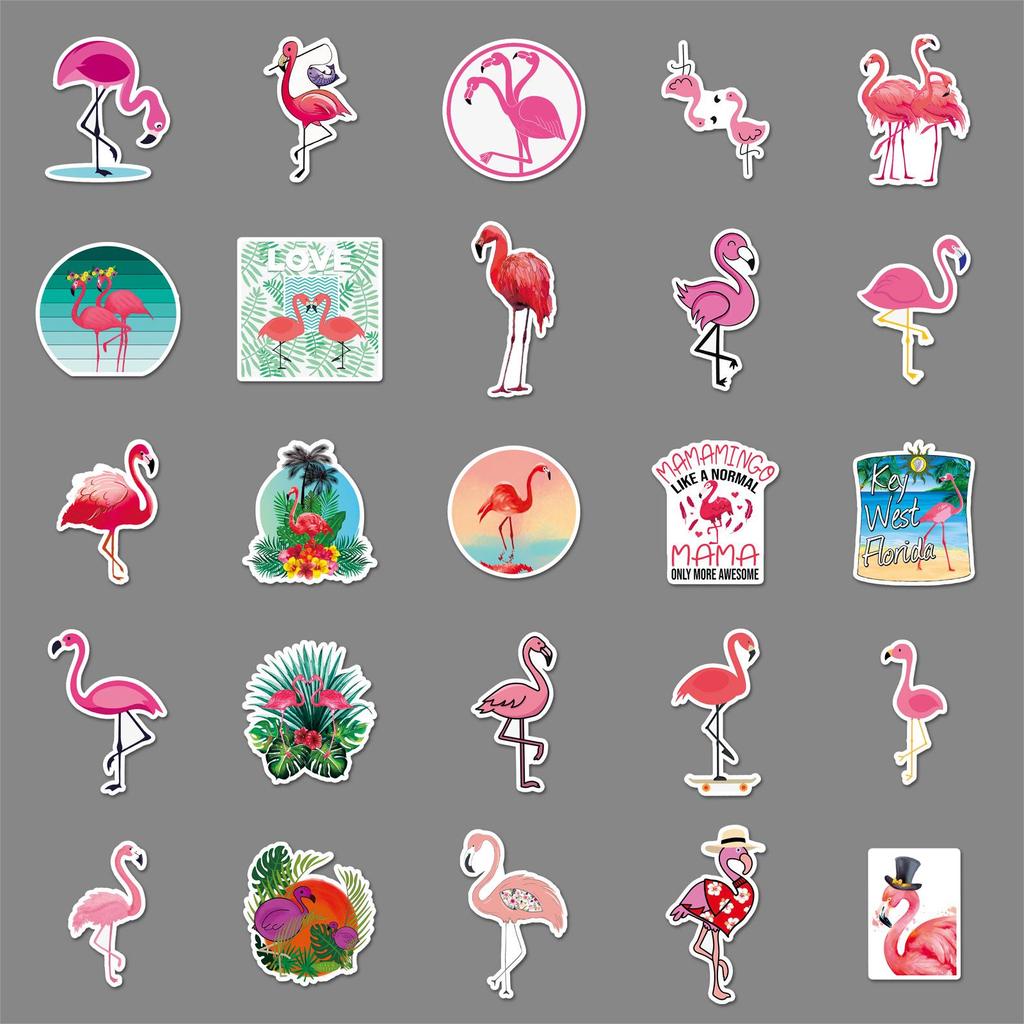 50 Flamingo Graffiti Cartoon Animal Stickers for DIY: Suitcases, Phones, Water Cups, Cars