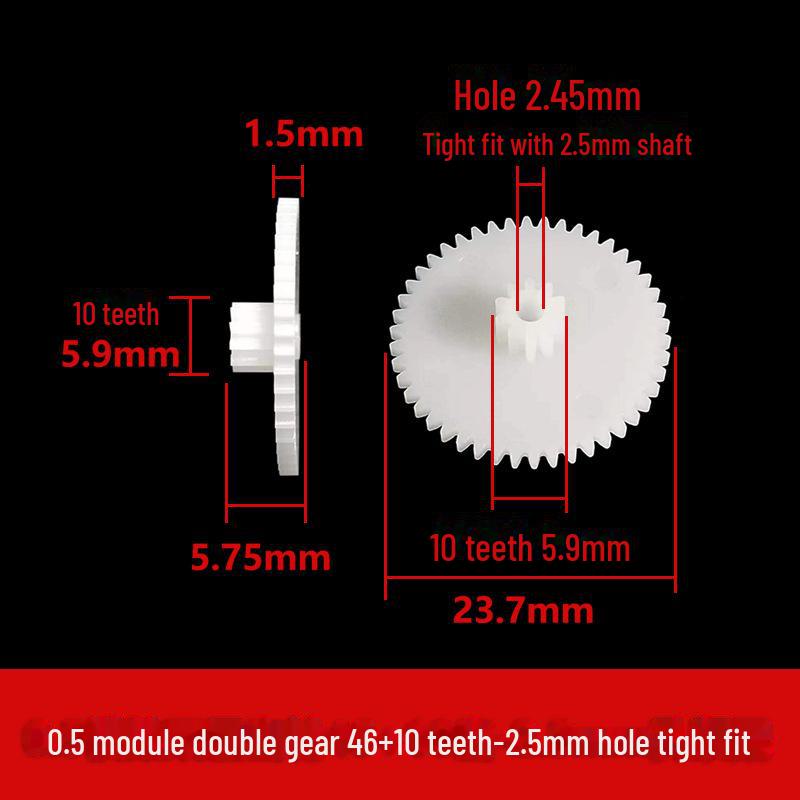 Dwuwarstwowa plastikowa przekładnia zębata o module 0,5, 40-56 zębów, konstrukcja z podwójną redukcją