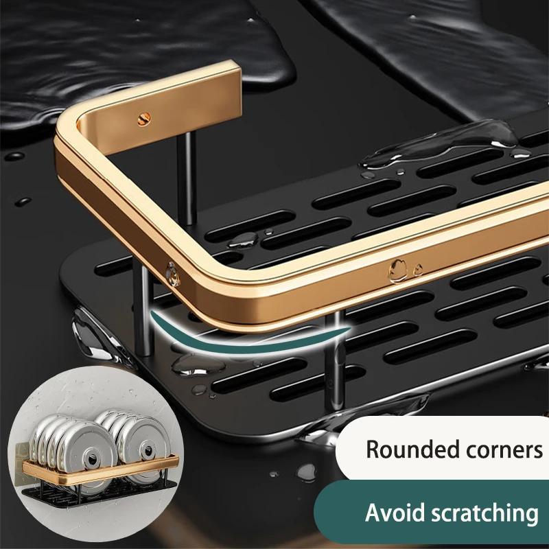 Wall-Mounted No-Drill Bathroom Storage Shelf Adhesive Organizer for Toilet Shower and Countertop Toothbrush Space-Saving