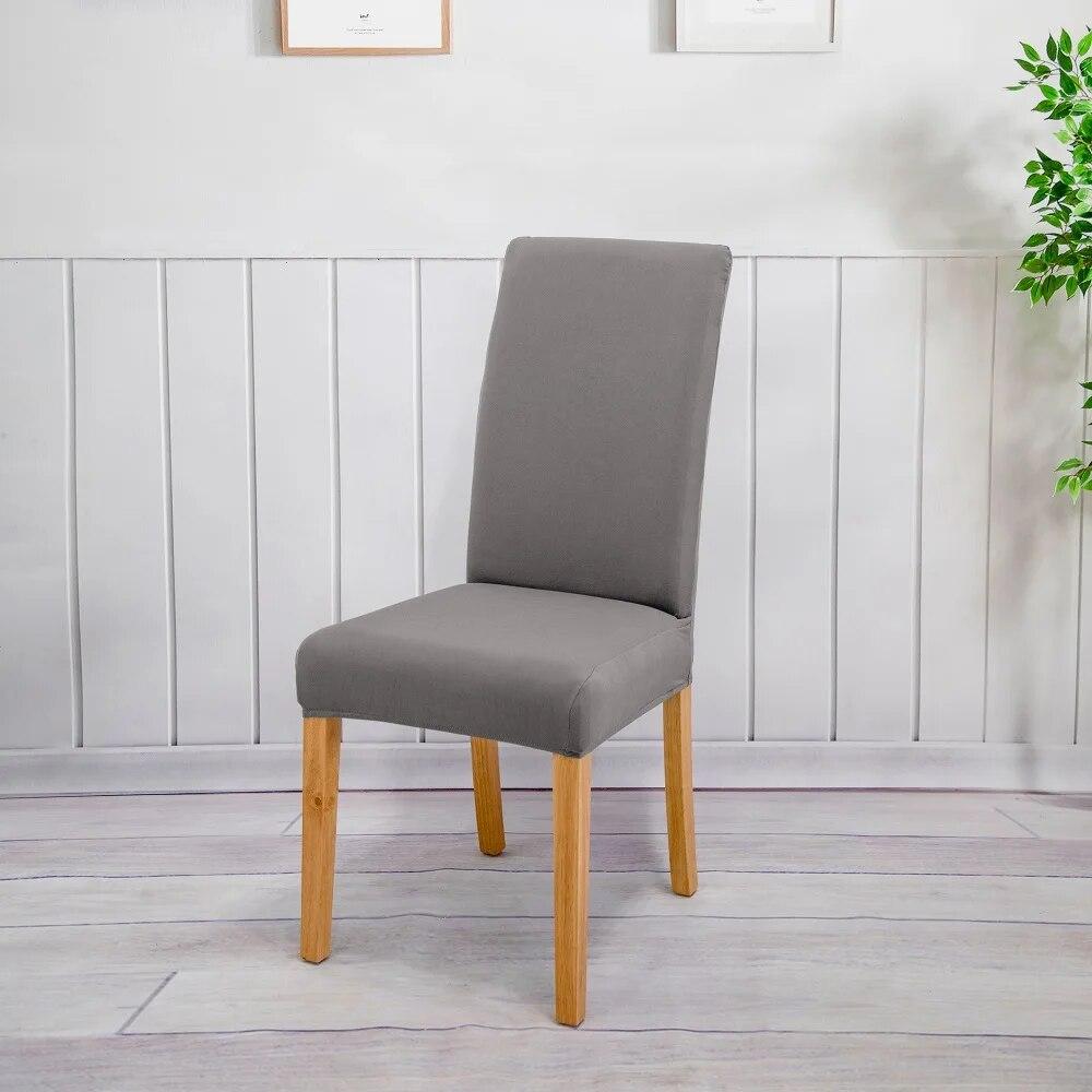 Solid Color Chair Covers Elastic Dining Room Seat Cover Washable Chair Protective Case for Restaurant Wedding Banquet Light Gray
