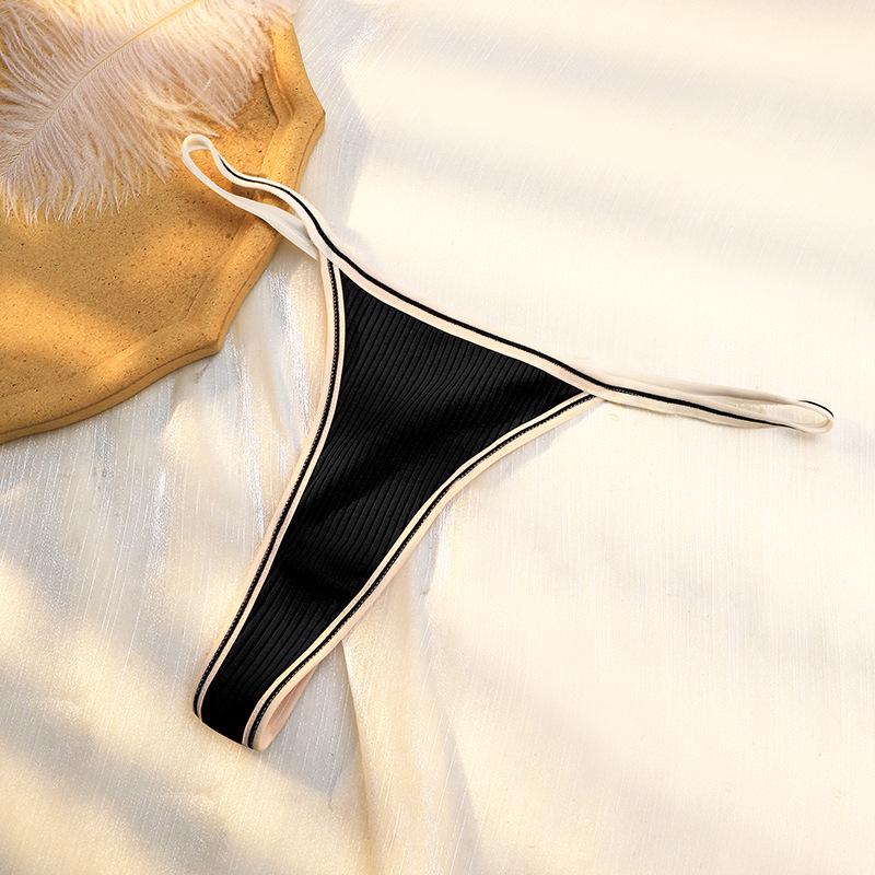 

Женские бесшовные хлопковые стринги с низкой посадкой - Антибактериальные и сексуальные спортивные трусики для йоги Large чёрный