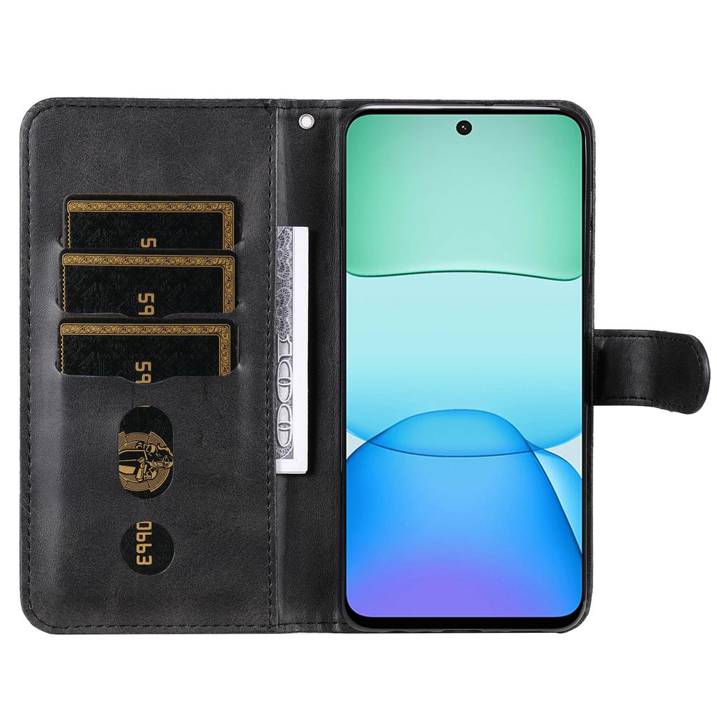 Für Xiaomi Redmi 13x 4G/13 5G/13 4G/Redmi Note 13R 5G/Poco M6 4G Leder-Handyhülle mit Reißverschlusstasche