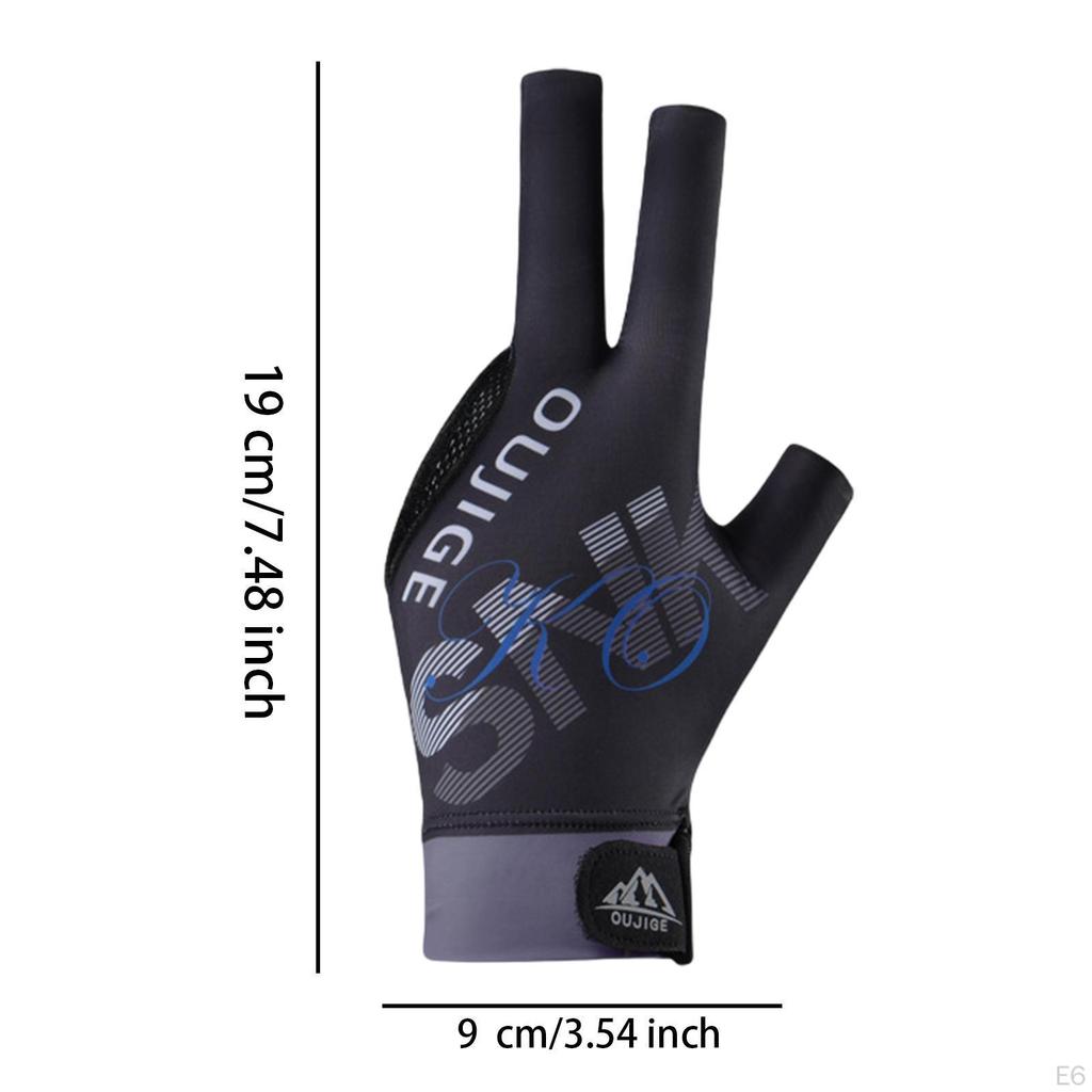 3 Finger Billiard Glove Pool Cue for Women Men Non Slip Left Hand Lightweight Snooker