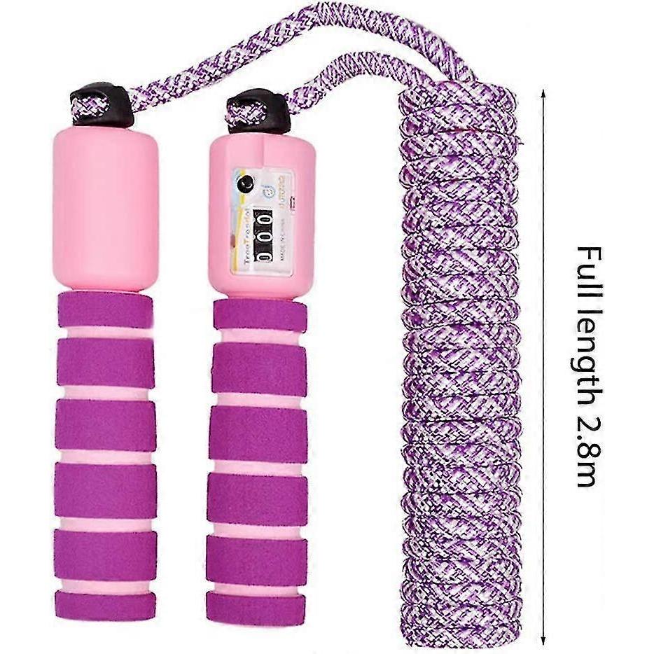 Children's Skipping Rope with Counter, Adjustable Skipping Rope (purple with Pink)