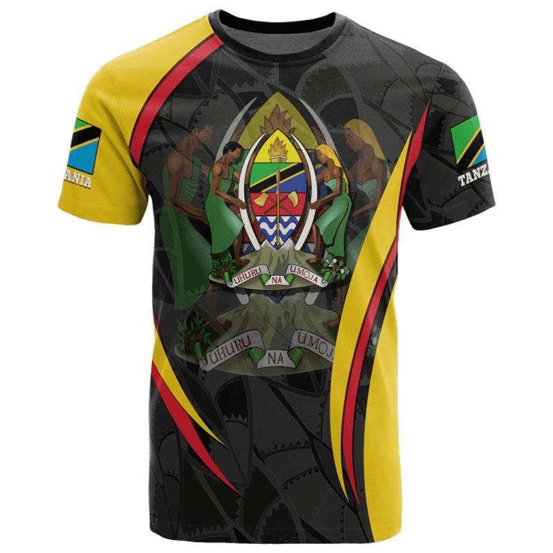Tanzania Flag Print Short Sleeve T-shirt, Stylish National Pride Casual Tee